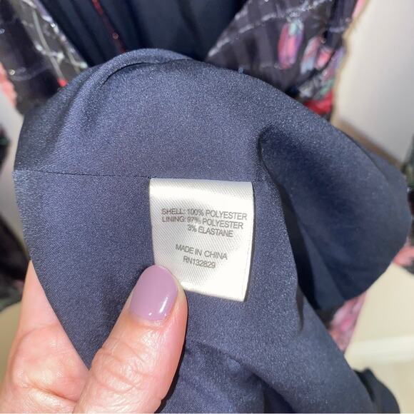 Revolve Tularosa Cora Wrap Dress Metallic Gown Black Purple Red Floral Small - Picture 10 of 11